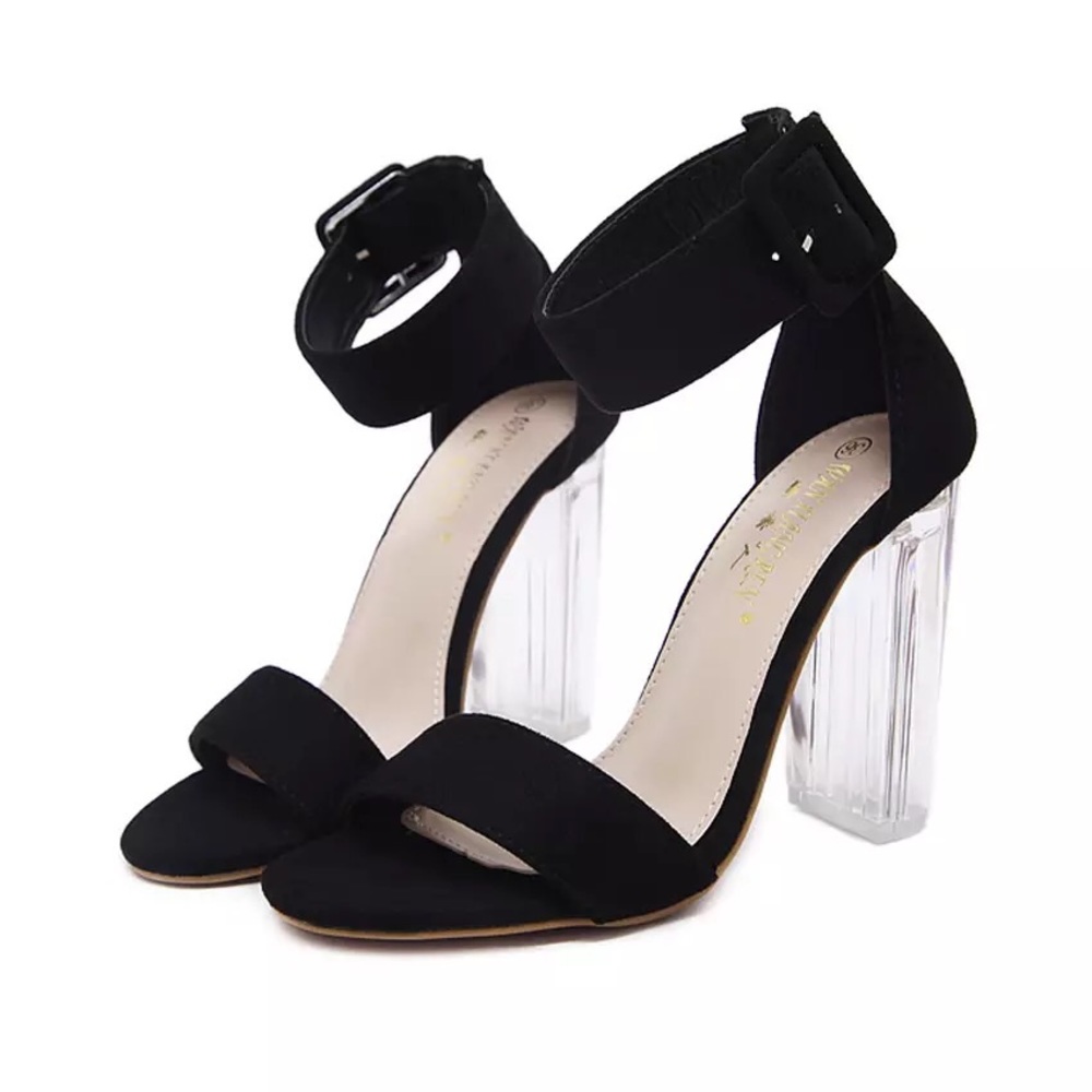 Chunky Sandals Clear Block Heel